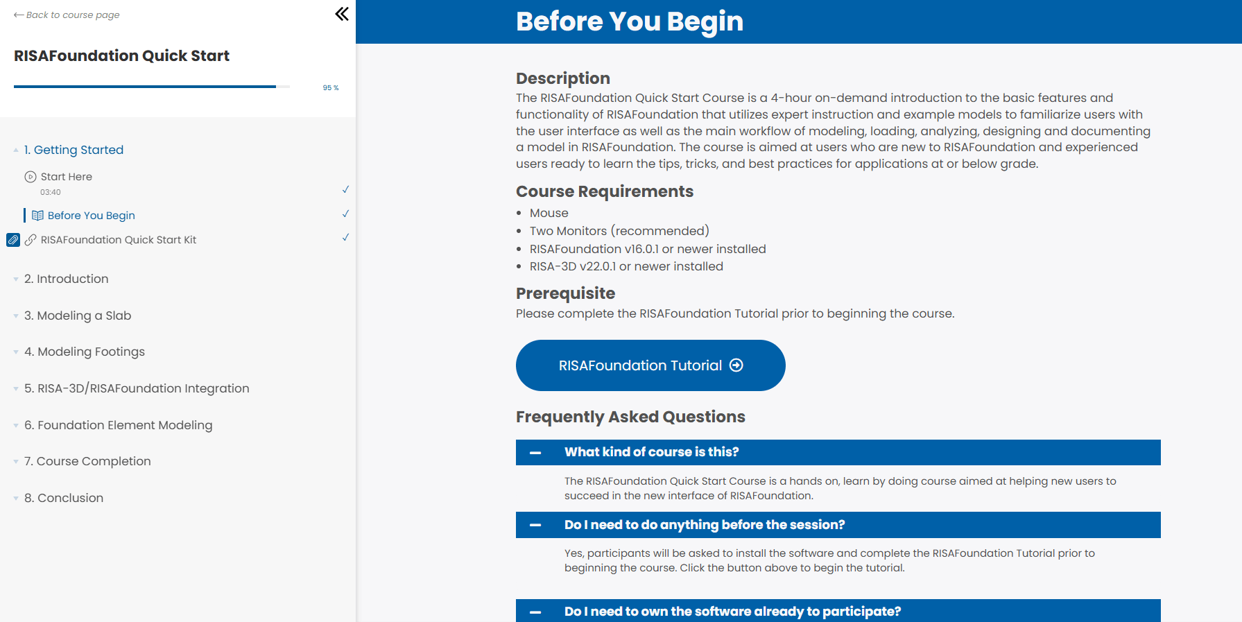 Foundation Quick Start Course Player