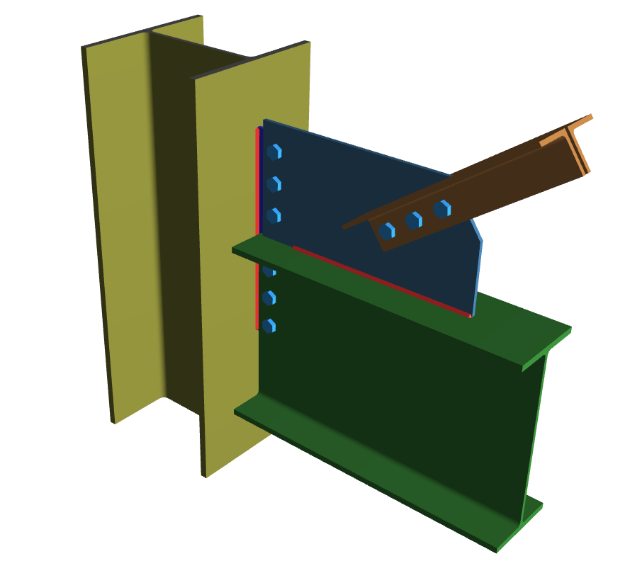 Vertical Brace Diagonal Extended Shear Tab Connection with Gussett_1