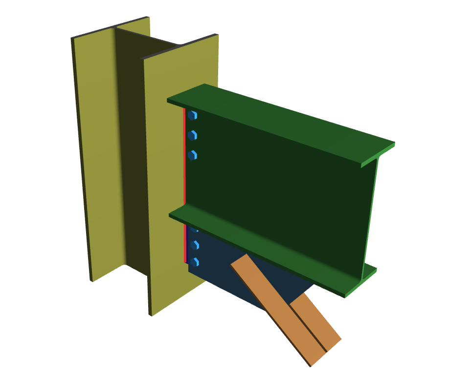 Vertical Brace Diagonal Extended Shear Tab Connection with Gussett_2