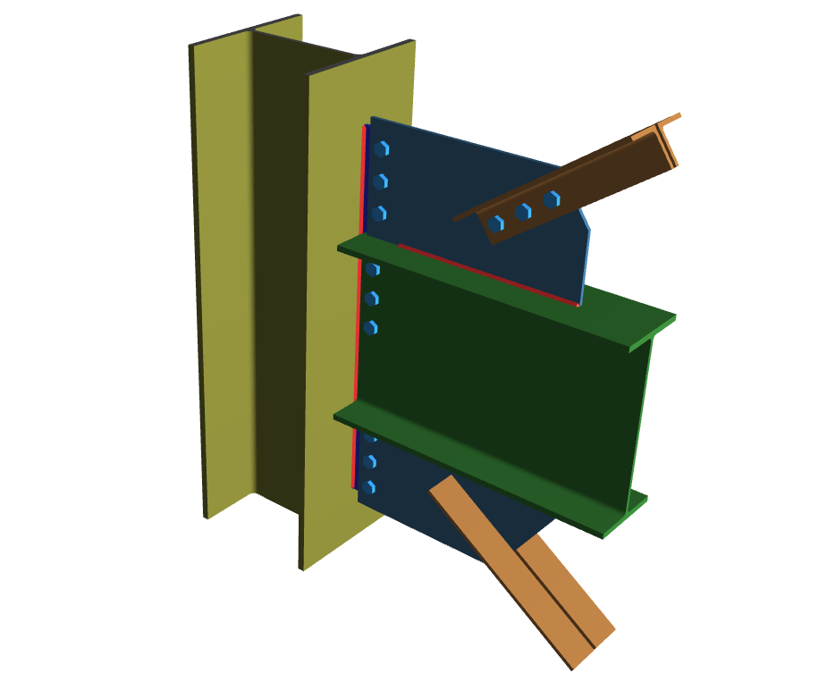 Vertical Brace Diagonal Extended Shear Tab Connection with Gussett_3