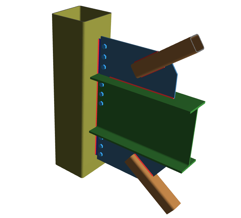 Vertical Brace Diagonal Extended Shear Tab Connection with Gussett_4