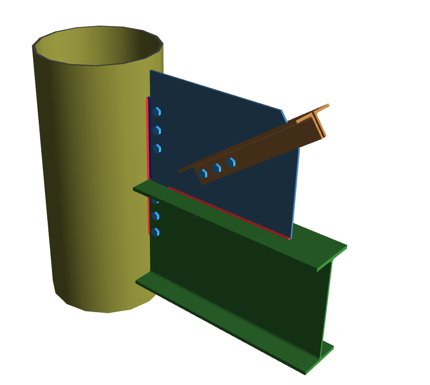 Vertical Brace Diagonal Extended Shear Tab Connection with Gussett_5