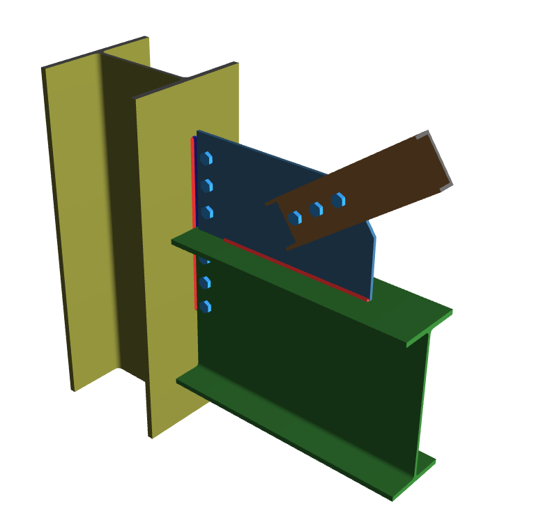 Vertical Brace Diagonal Extended Shear Tab Connection with Gussett_6