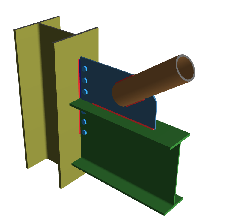 Vertical Brace Diagonal Extended Shear Tab Connection with Gussett_7