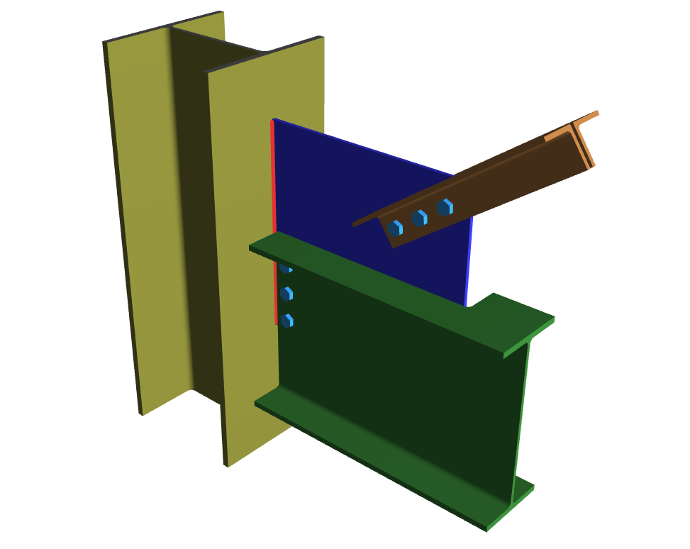 Vertical Brace Diagonal Extended Shear Tab Connection without Gussett_1