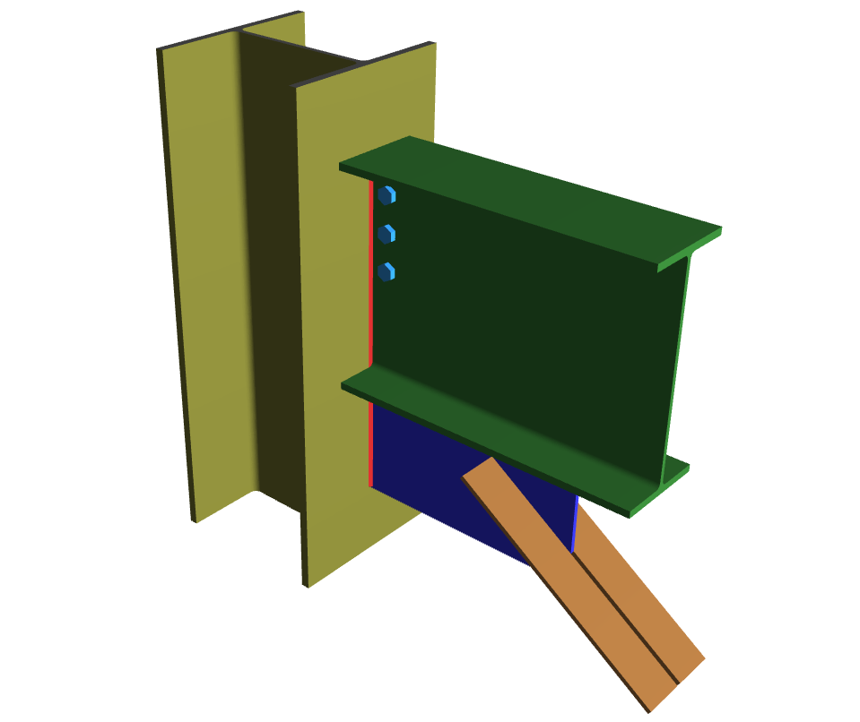 Vertical Brace Diagonal Extended Shear Tab Connection without Gussett_2