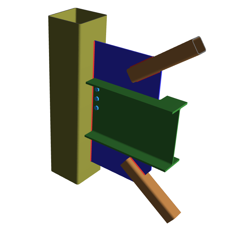 Vertical Brace Diagonal Extended Shear Tab Connection without Gussett_4