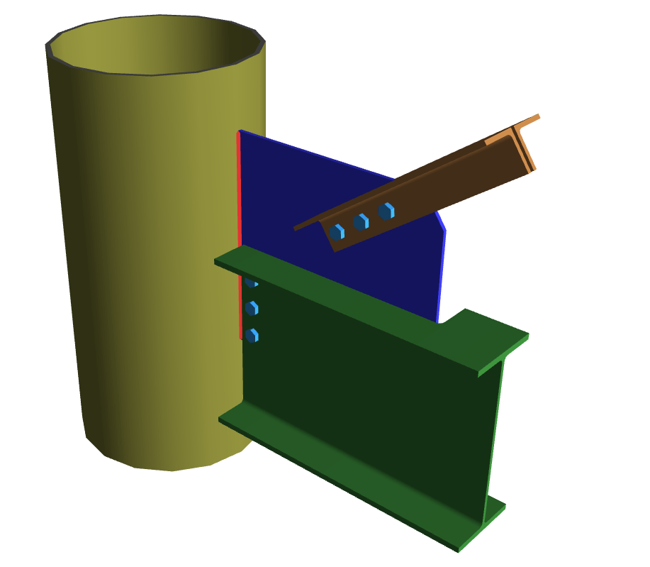 Vertical Brace Diagonal Extended Shear Tab Connection without Gussett_5