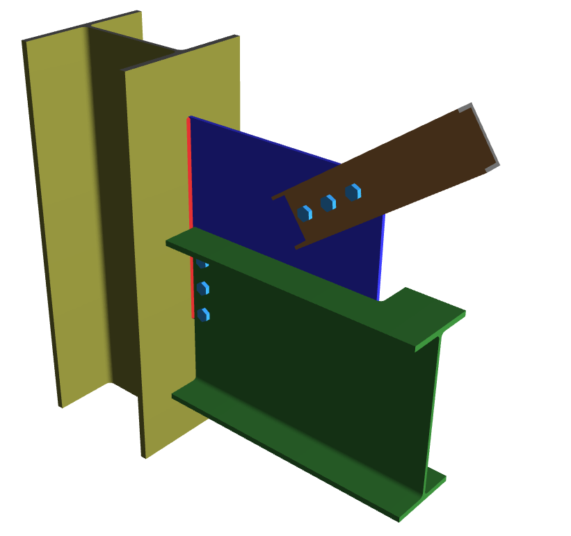 Vertical Brace Diagonal Extended Shear Tab Connection without Gussett_6