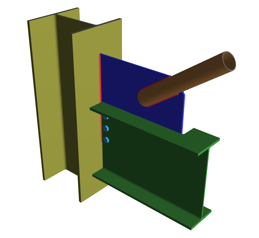 Vertical Brace Diagonal Extended Shear Tab Connection without Gussett_7